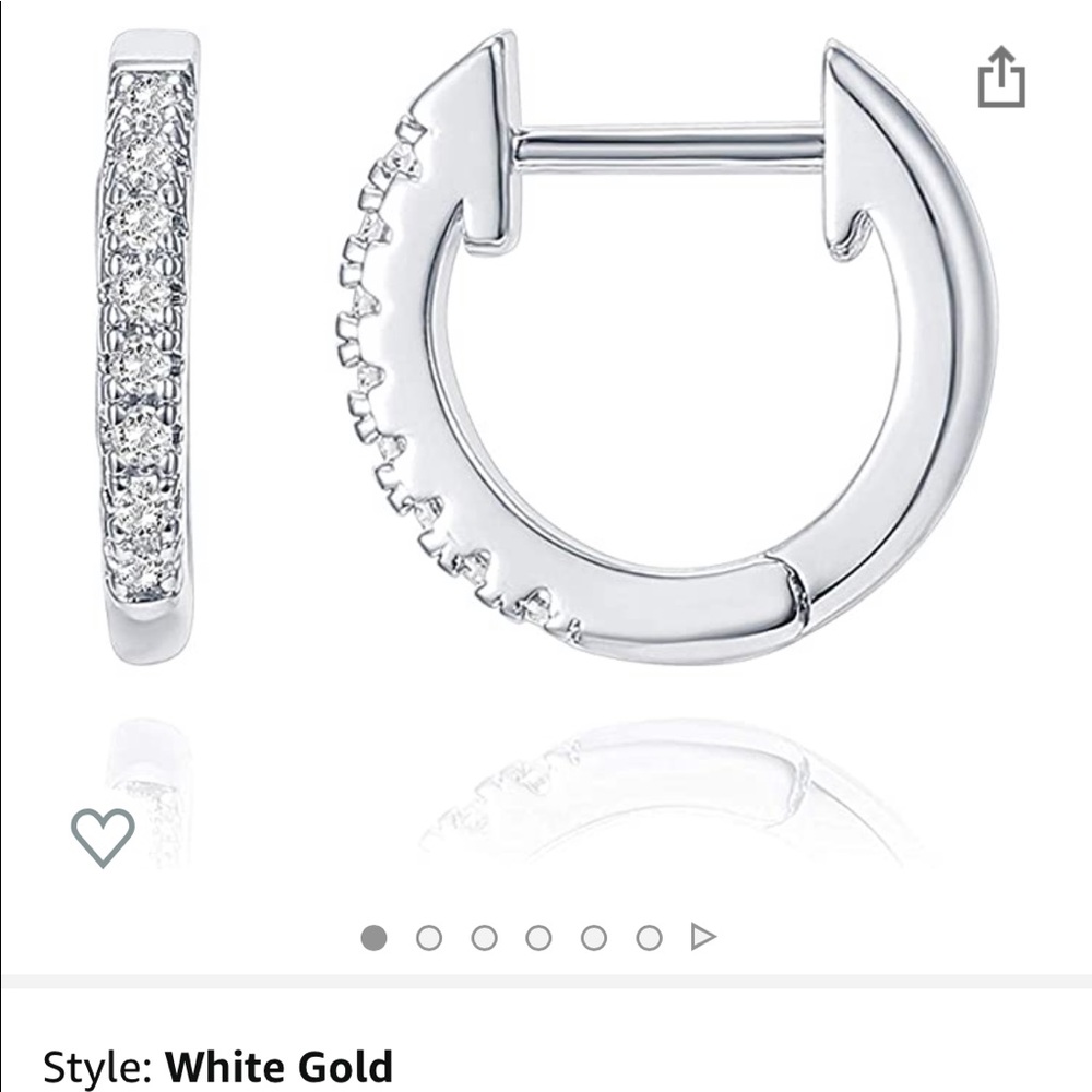 Silver small hoop earrings, with crystals